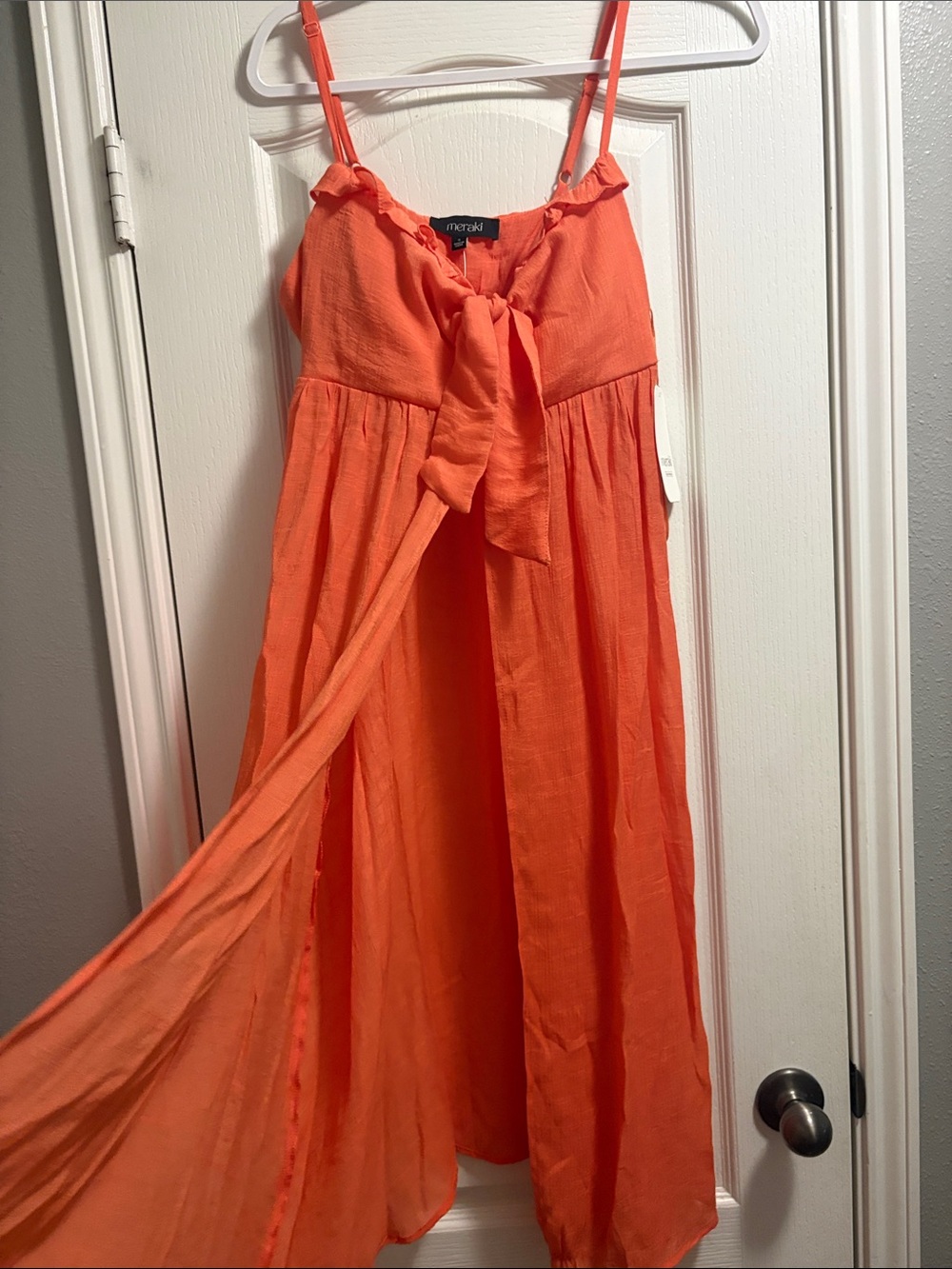 meraki Bright Orange Open Front Tank Top